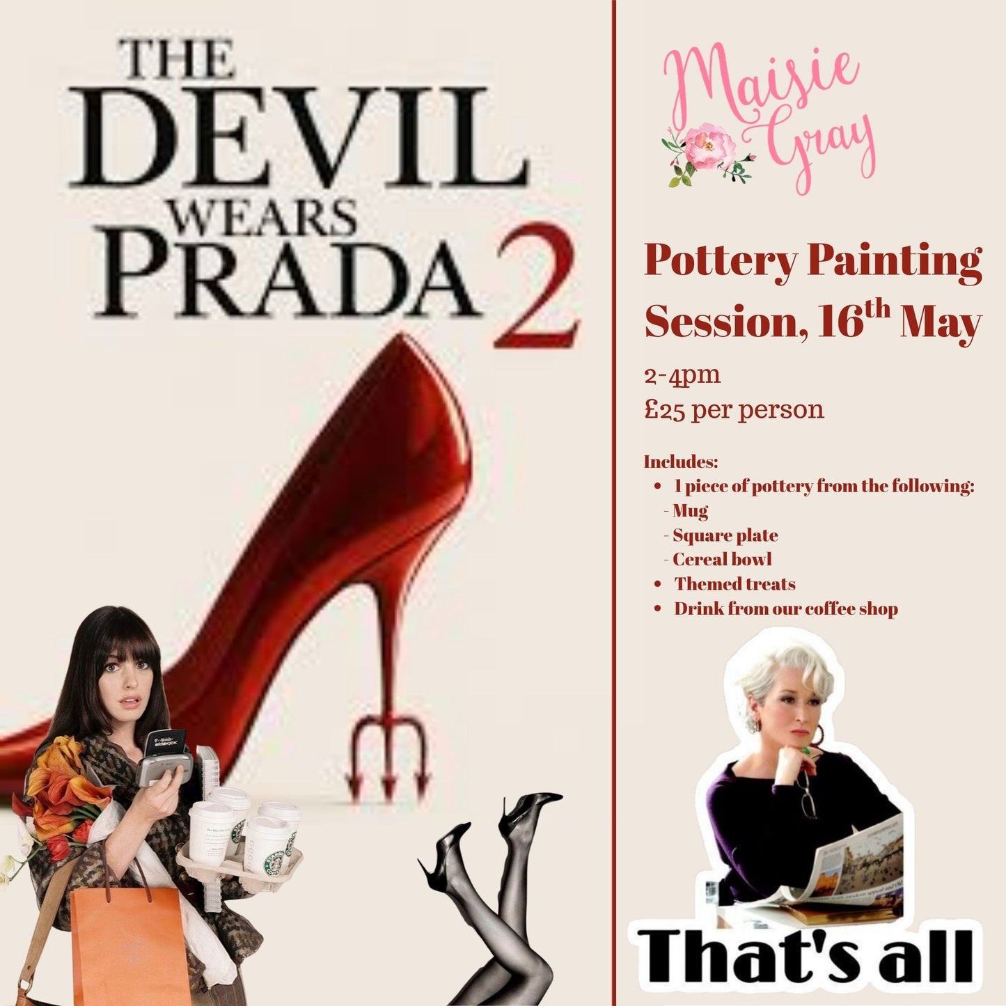Devil Wears Prada 2, Inspired Pottery Painting Session - 16th May