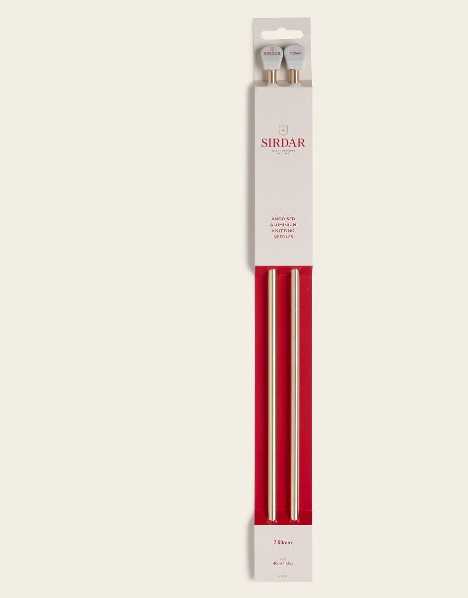 SIRDAR Single Point Anodised Aluminium Rose gold knitting needles in sizes 3.50mm, 4.00mm, 5.00mm, 6.00mm, 7.00mm and 8.00mm
