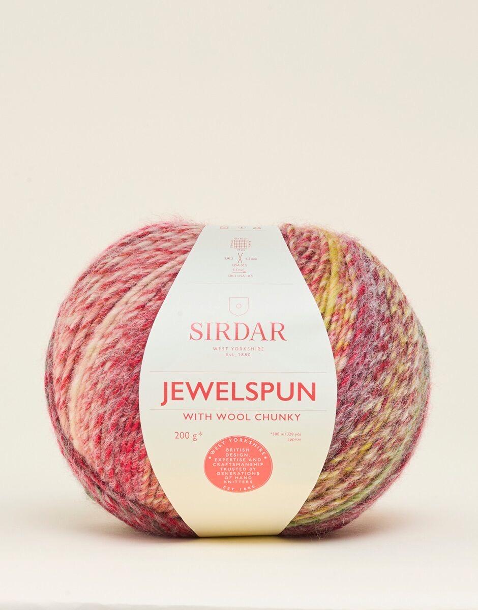 Sirdar Jewelspun with Wool 200g in 201 Emerald, 203 Mother of Pearl, Crystal Sea and 208 Sea Anemone