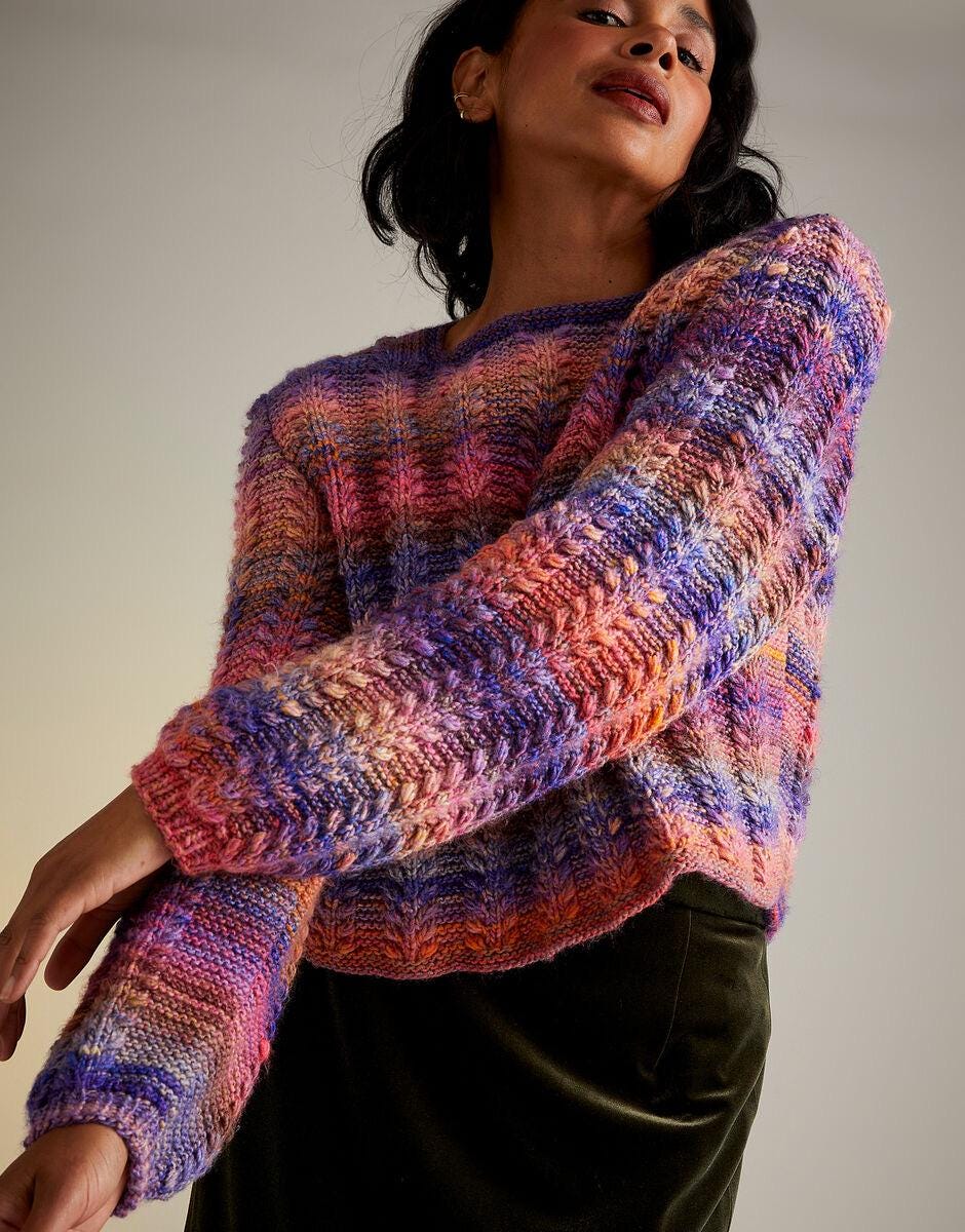 Sirdar Jewelspun Aran Knitting Patterns styles 10718, 10719, 10720, 10727 and 10729. Cardigan patterns, Snood pattern.