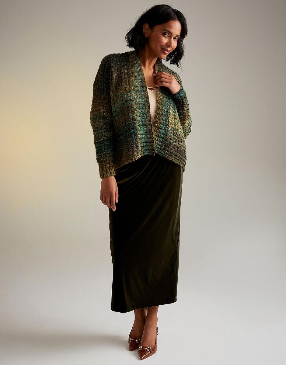 Sirdar Jewelspun Aran Knitting Patterns styles 10718, 10719, 10720, 10727 and 10729. Cardigan patterns, Snood pattern.