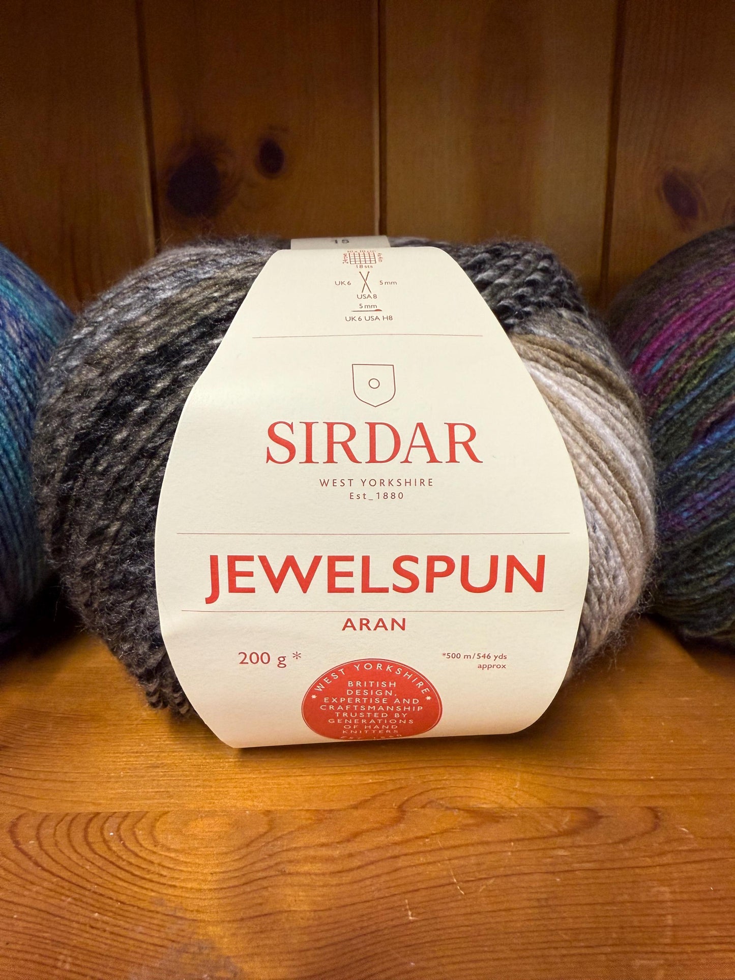 Sirdar Jewelspun Aran 200g in 852 Evening Jade, 854 Turquoise Sky, 855 Sunstone Amber and 694 Crystal Quartz