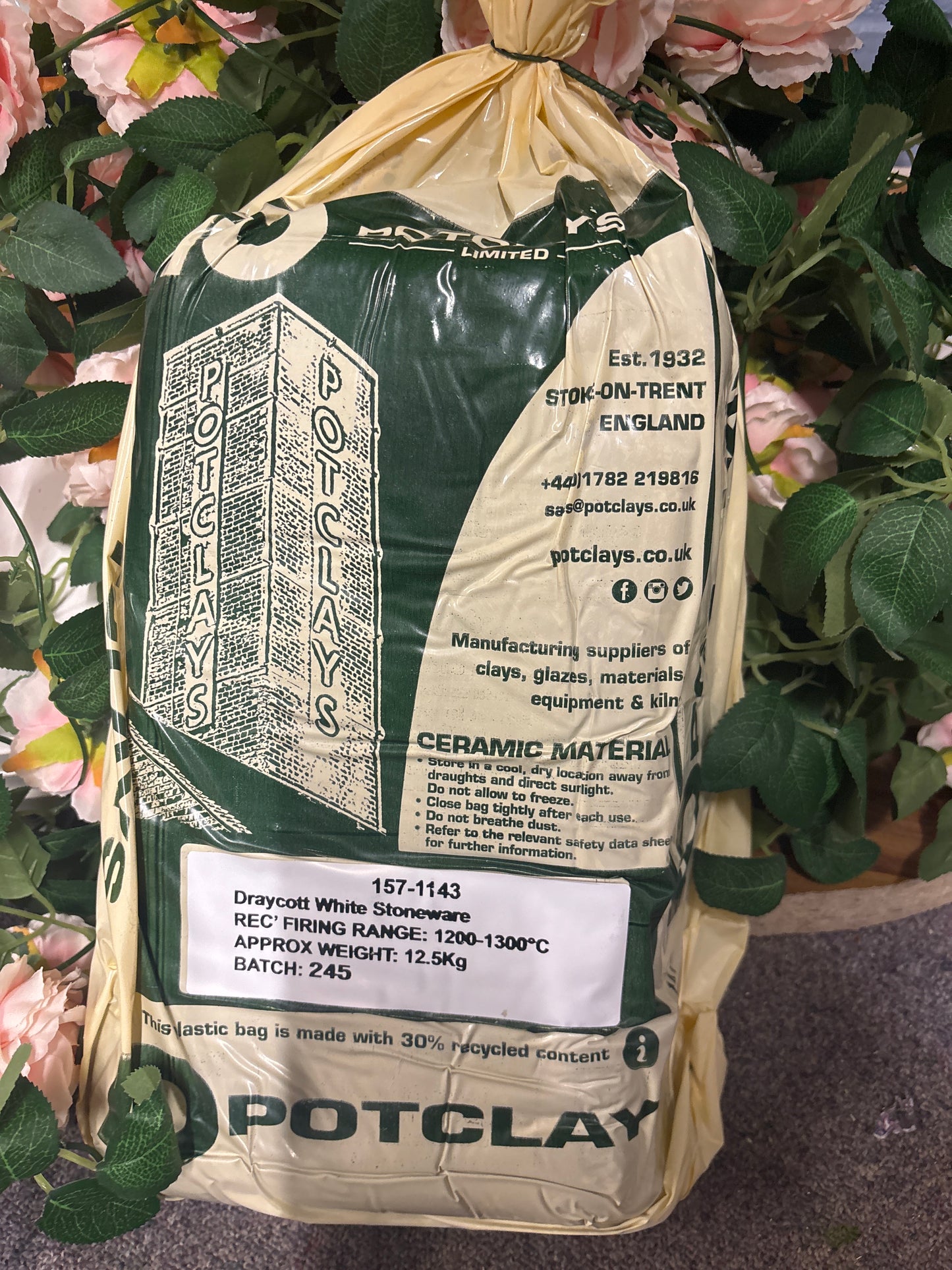 Draycott White Stoneware 1200-1300C 157-1143 12.5kg bag