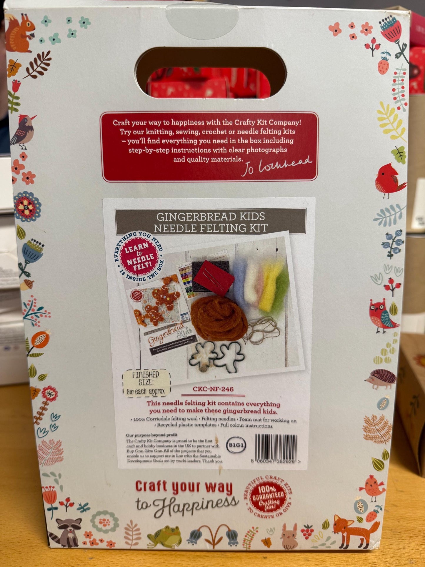The Crafty Kit Co. Gingerbread Kids needle felting kit.