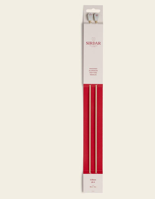 SIRDAR Single Point Anodised Aluminium Rose gold knitting needles in sizes 3.50mm, 4.00mm, 5.00mm, 6.00mm, 7.00mm and 8.00mm